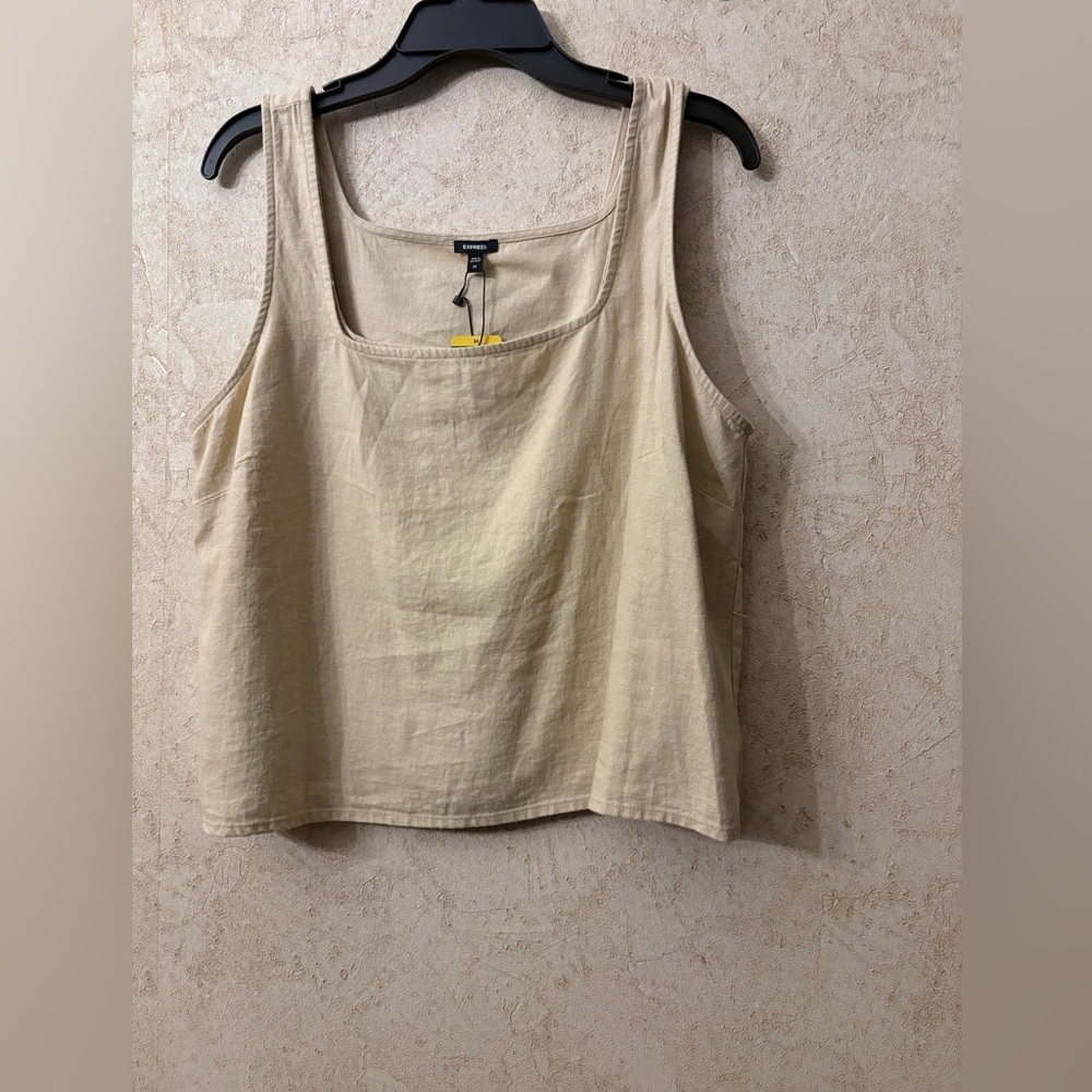 Express Linen Blend Square Neck Top - Picture 2 of 6